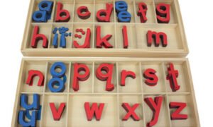 Alfabeto móvil grande de madera (rojo y azul) (PREVENTA)