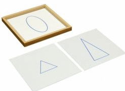 Tarjetas geométricas Montessori con bandeja (PREVENTA)
