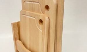 Set de tabla de cortar de madera con soporte (PREVENTA)